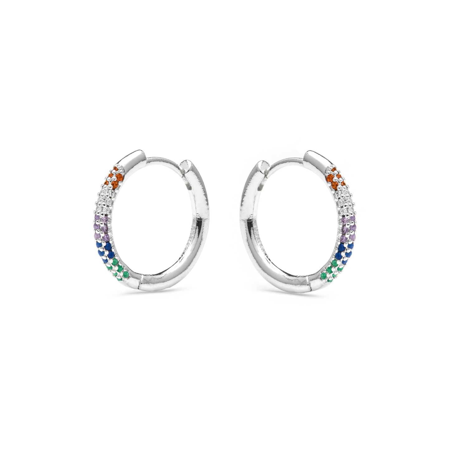 Pendientes acabado plata y Circonita Multicolor - Thybus