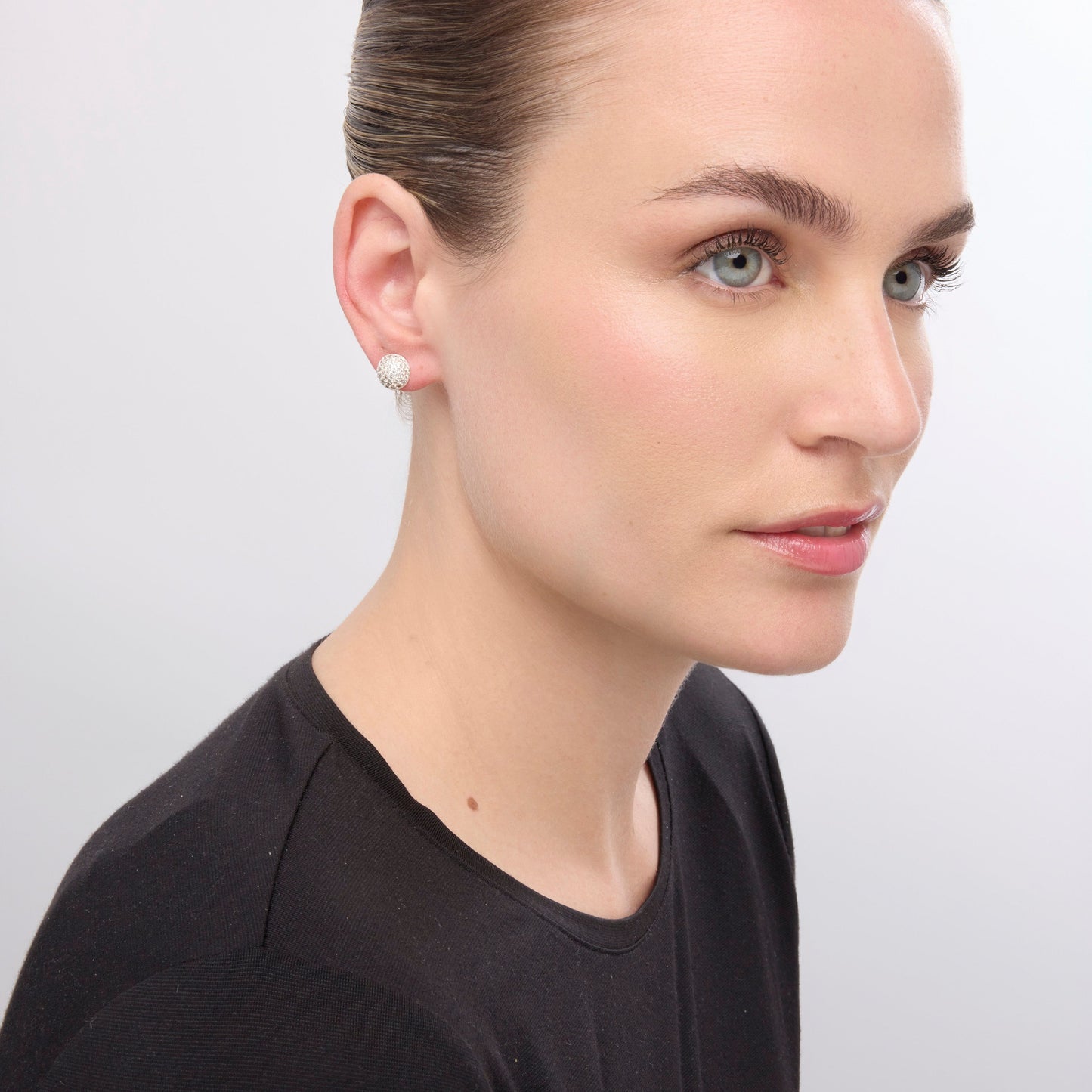 Pendientes acabado plata y Circonita Brillante - Yabi