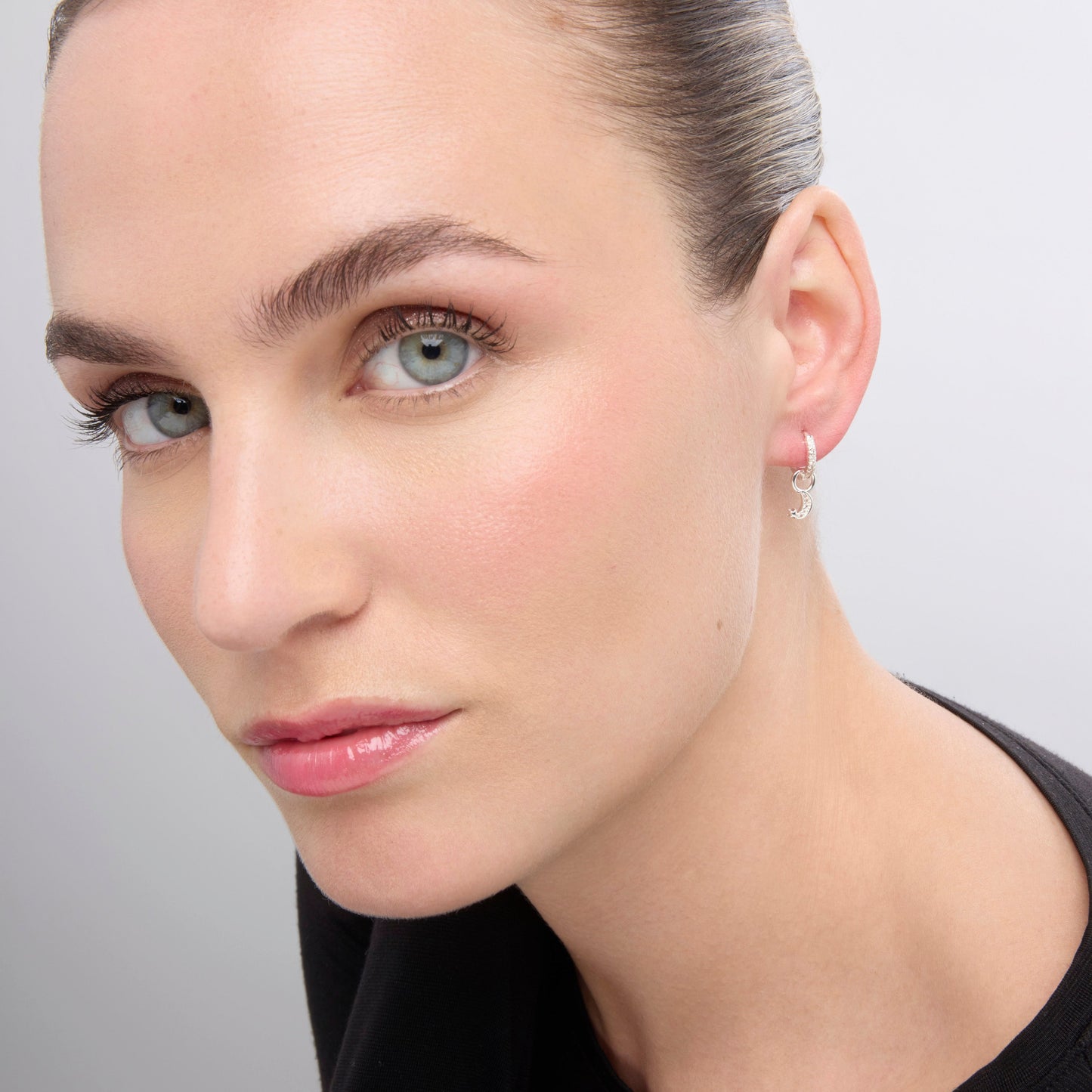 Pendientes acabado plata y Circonita Brillante - Lingma