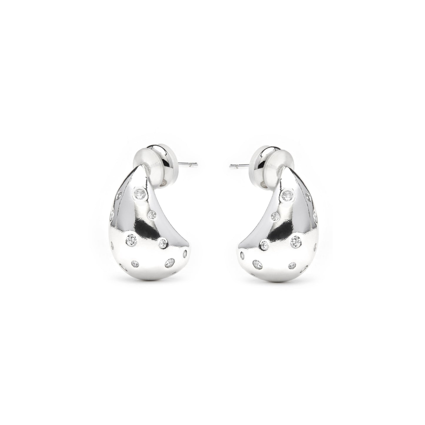 Pendientes acabado plata y Circonita Brillante - Obow