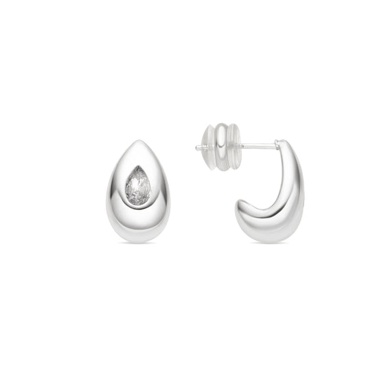Pendientes acabado plata y Circonita Brillante - Garai