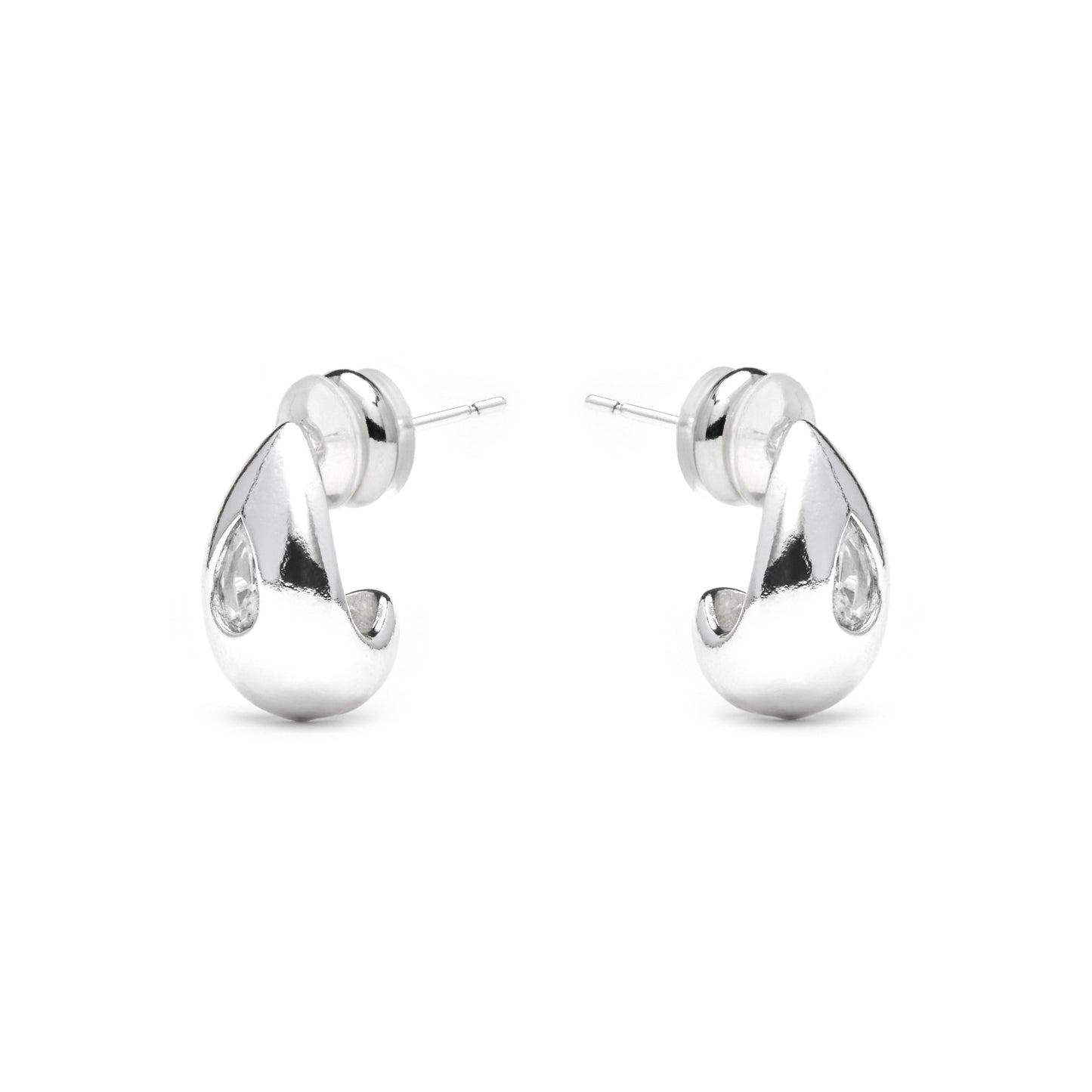 Pendientes acabado plata y Circonita Brillante - Garai