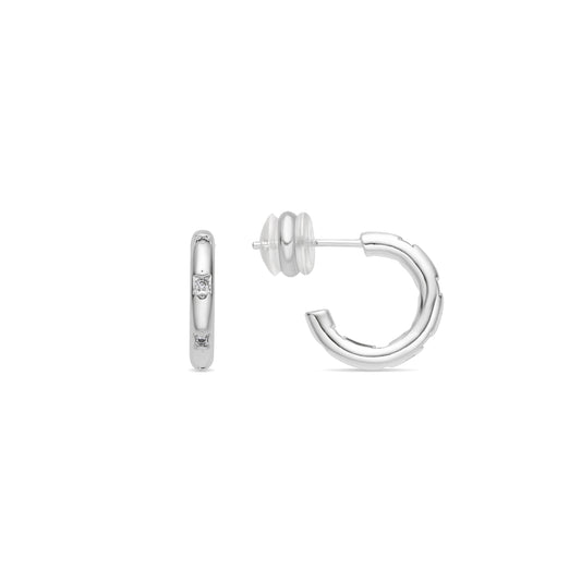 Pendientes acabado plata y Circonita Brillante - Sisah