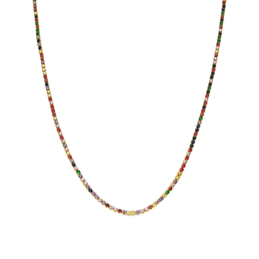 Collar con Circonita Multicolor acabado plata - Serly