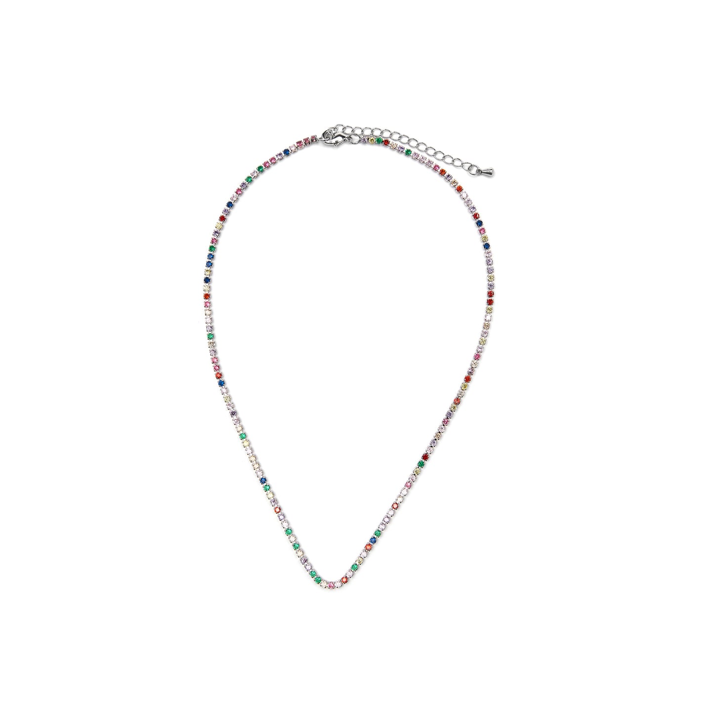 Collar con Circonita Multicolor acabado plata - Serly