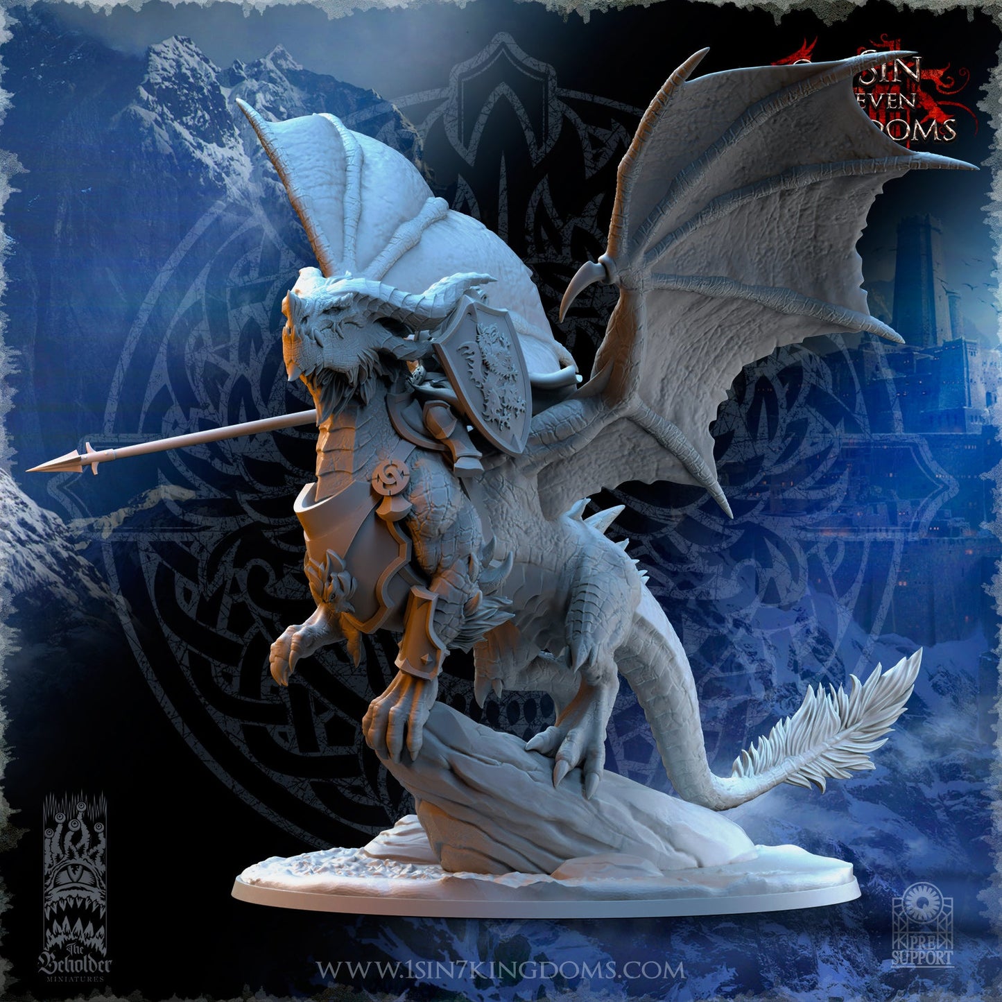 Trym Drakesong, Stormwolf Warlord on Dragon, The Beholder Miniatures