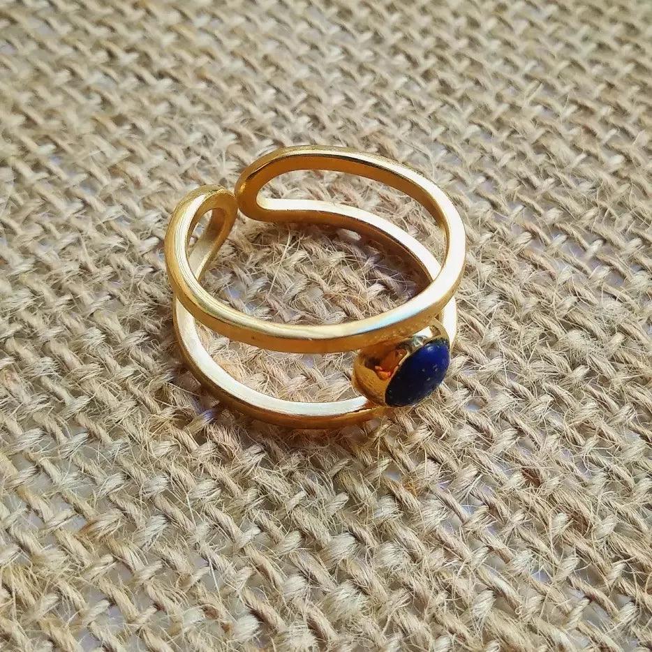 Anillo Doble Hilo Lapislazuli