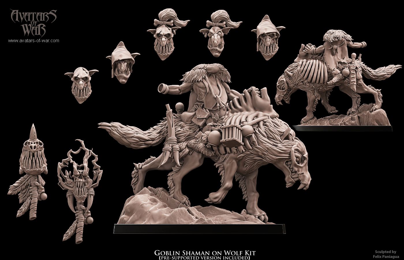 Goblin Shaman on Wolf, Avatars of War