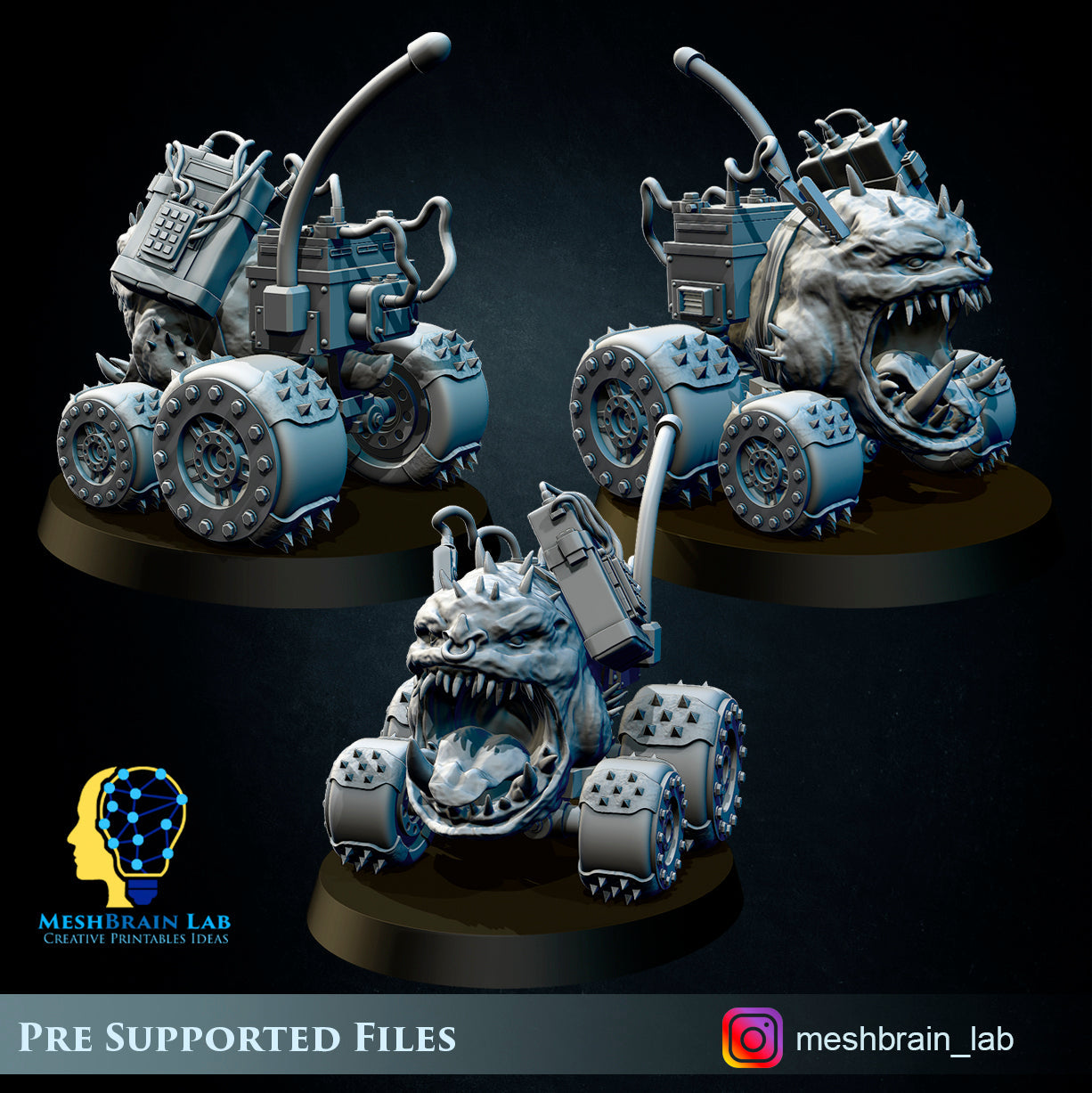 Ork Big Mek Mad Hobbyst with bomb pets, MeshBrain Lab