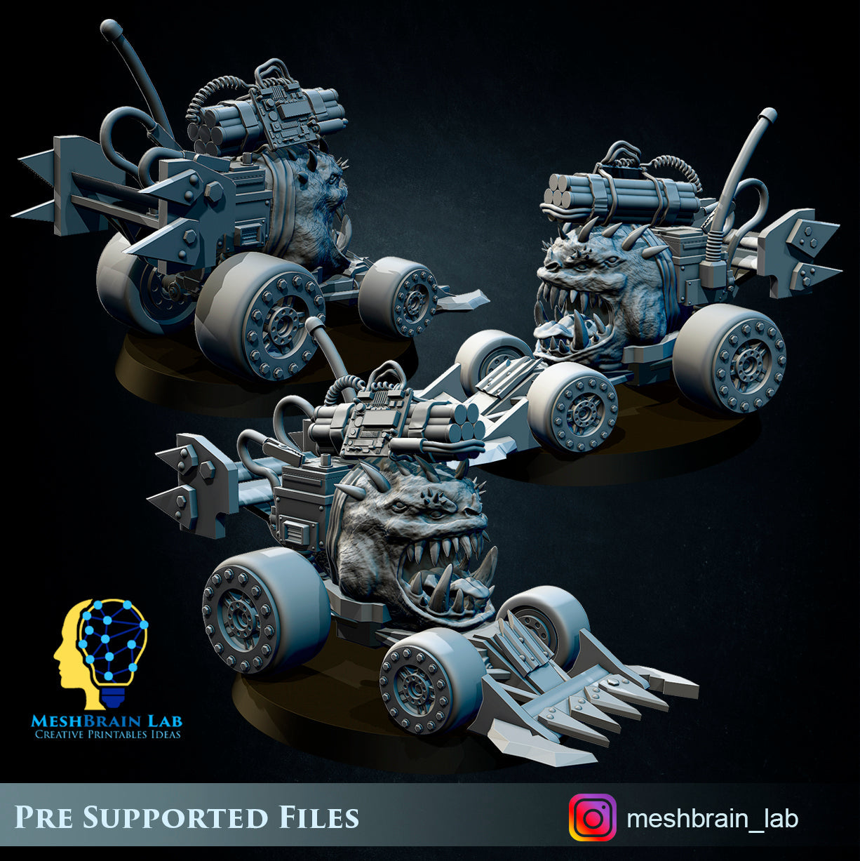 Ork Big Mek Mad Hobbyst with bomb pets, MeshBrain Lab