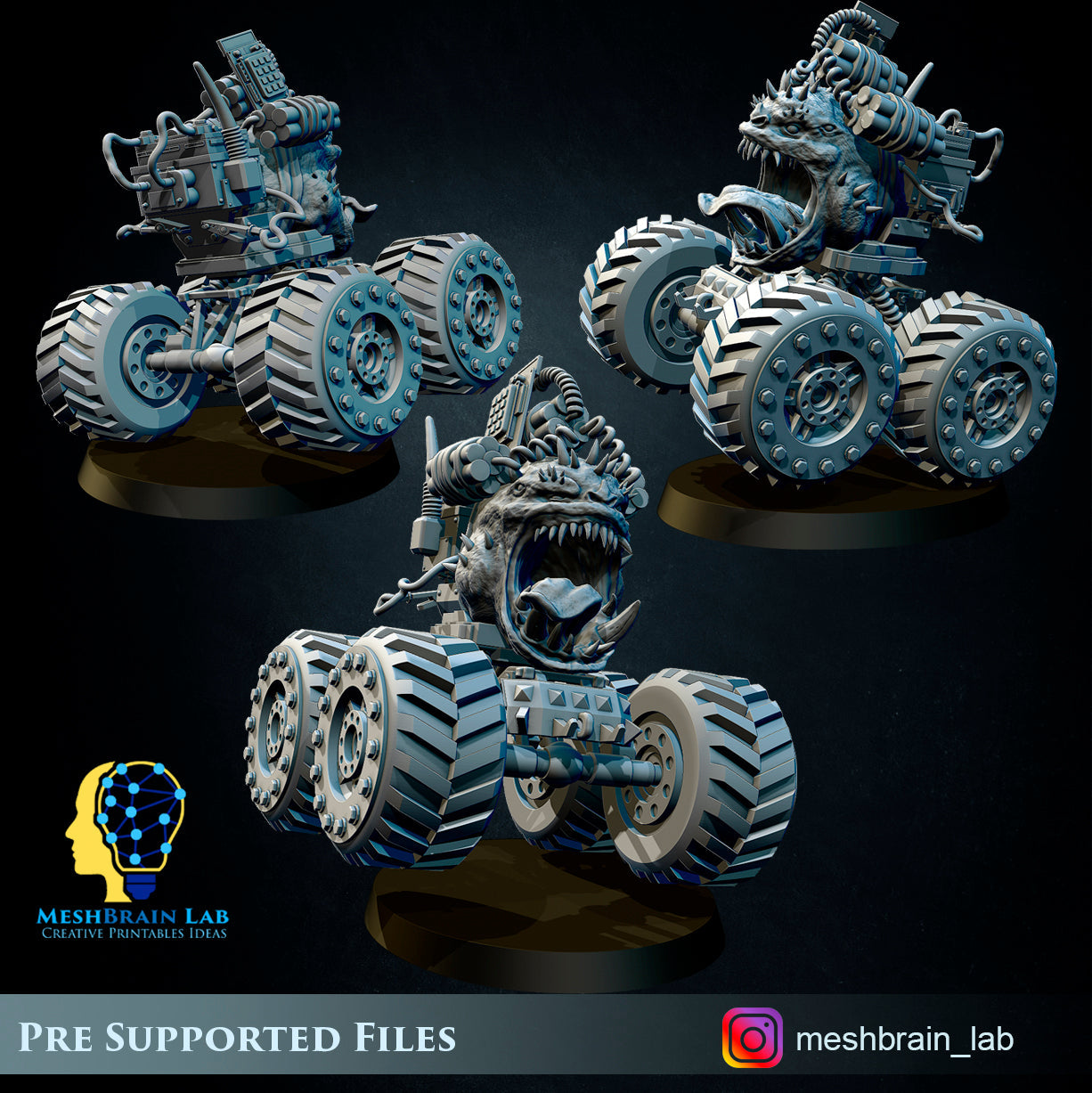 Ork Big Mek Mad Hobbyst with bomb pets, MeshBrain Lab