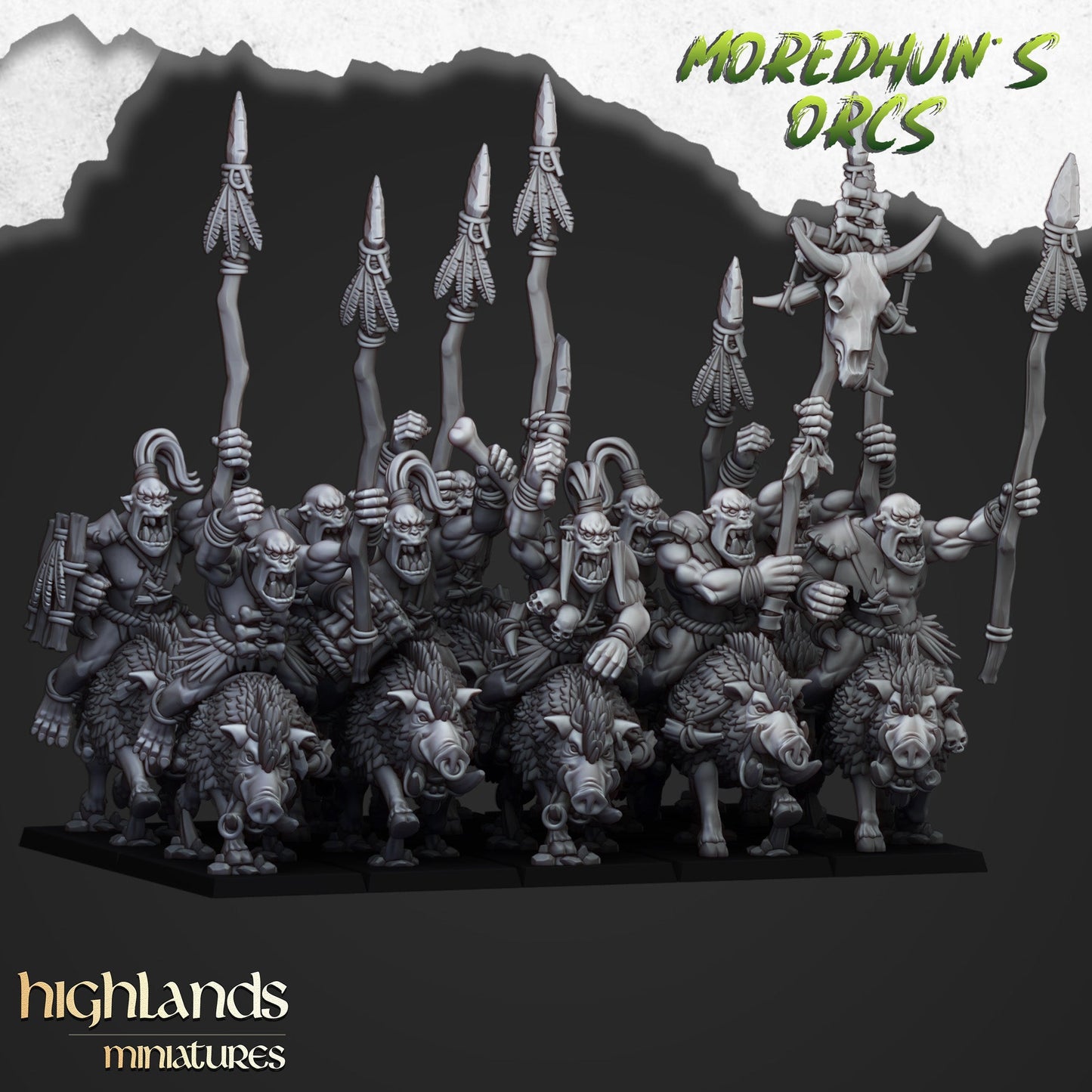 Mounted Cave Orcs, Highlands Miniatures