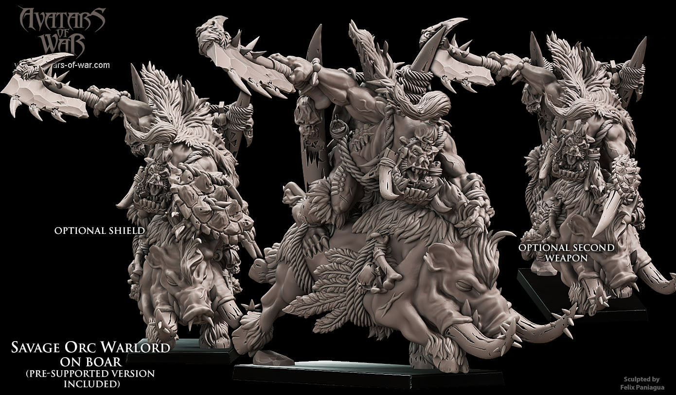 Feral Orc Warlord on Boar, Avatars of War