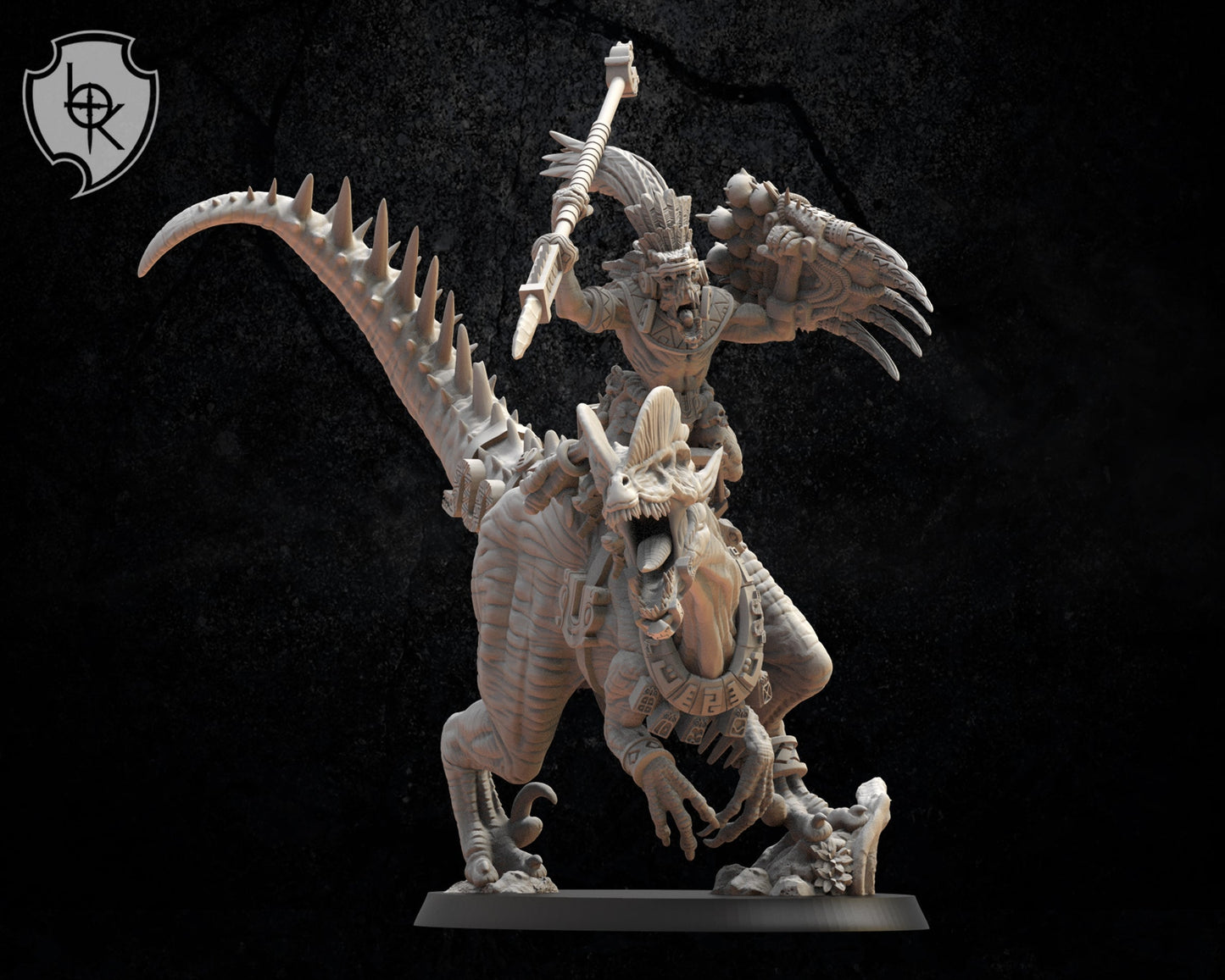 Ezocamtl General On Dilophosaurus, Carnosaur, Lost Kingdom Miniatures