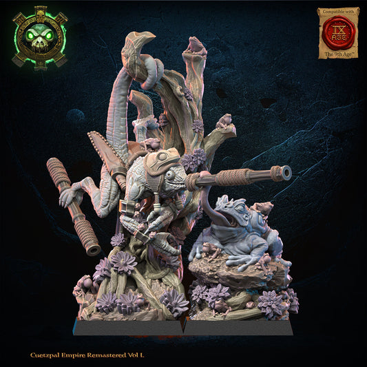 Kuaxotl Heroine with Tamasoluey, Lost Kingdom Miniatures