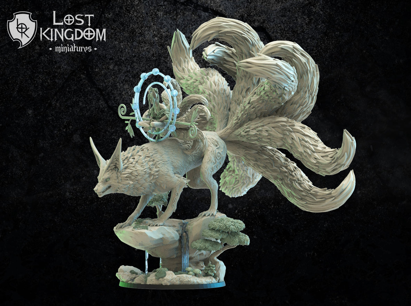 Hanako, Kitsune Druid On Kyubi, Lost Kingdom Miniatures