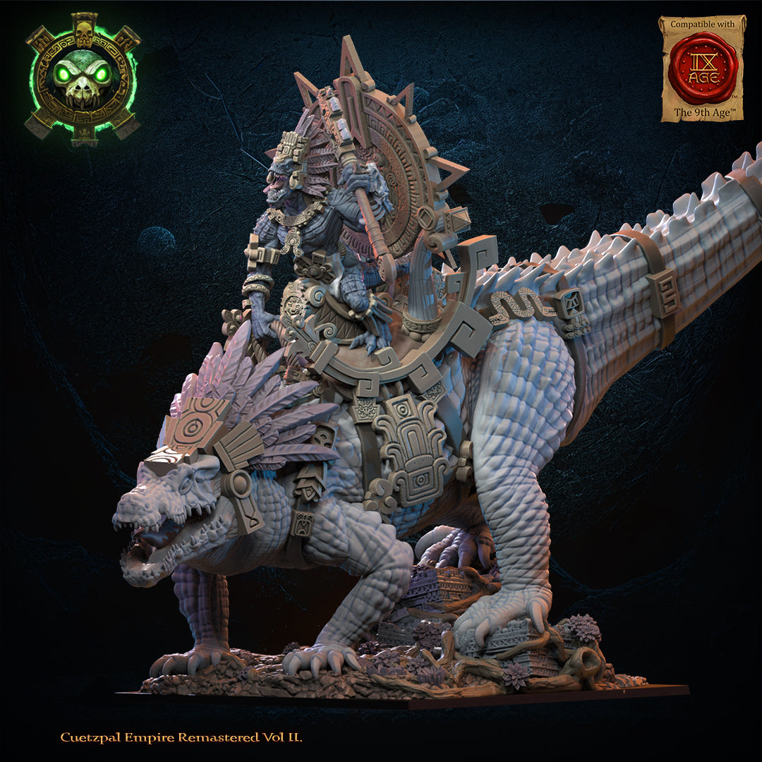 Citlallicue, Cipactli Heroine on Deinosuchus, Lost Kingdom Miniatures