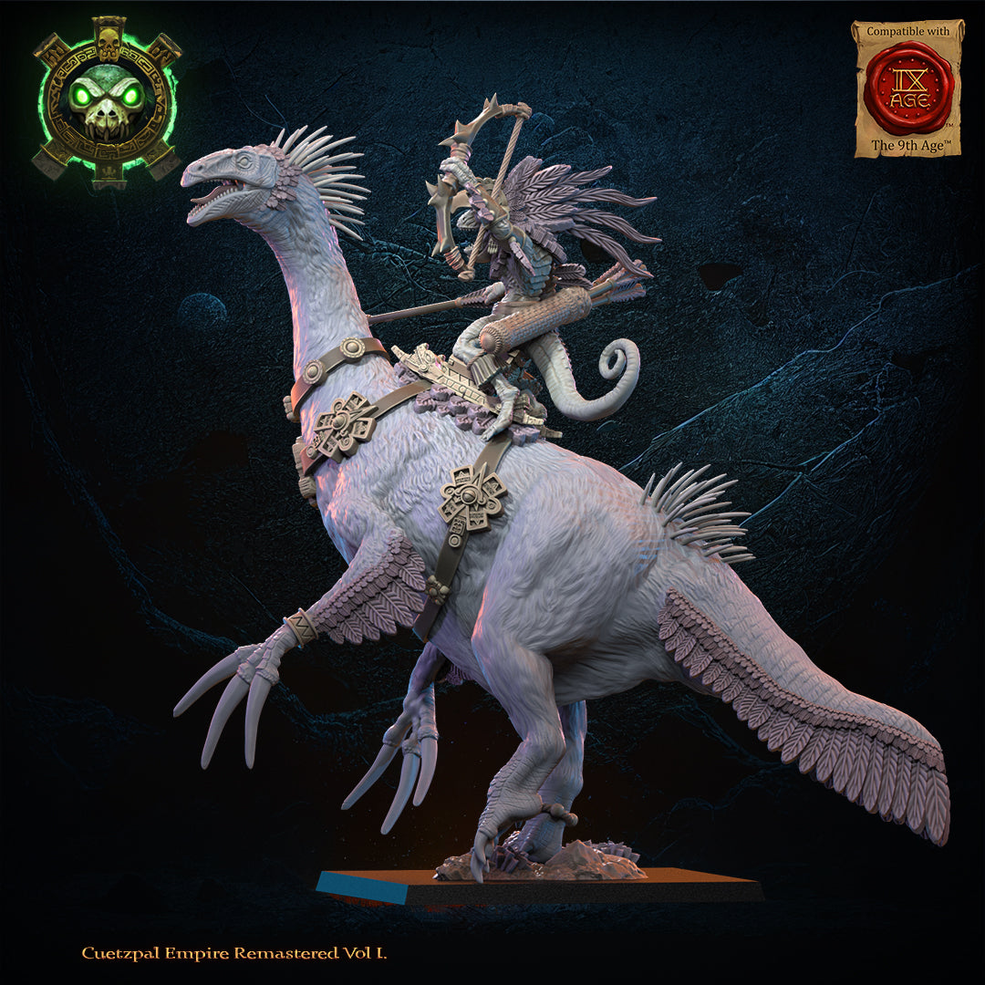 Kuaxotl Heroine on Istetlueyak, Lost Kingdom Miniatures