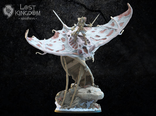 Elnora "Nightwind "Acheron On Undead Bat Ray, Lost Kingdom Miniatures