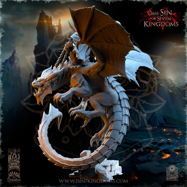 Khur Gann, Nestah Orc Warlord, on Dragon, The Beholder Miniatures