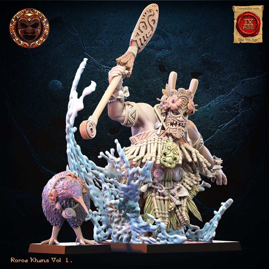 Hinewai, Tohunga with familiar, Lost Kingdom Miniatures
