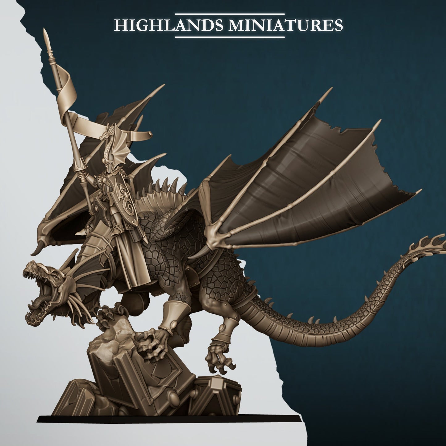 Aegean Elf Prince/Mage on Dragon, Highlands Miniatures