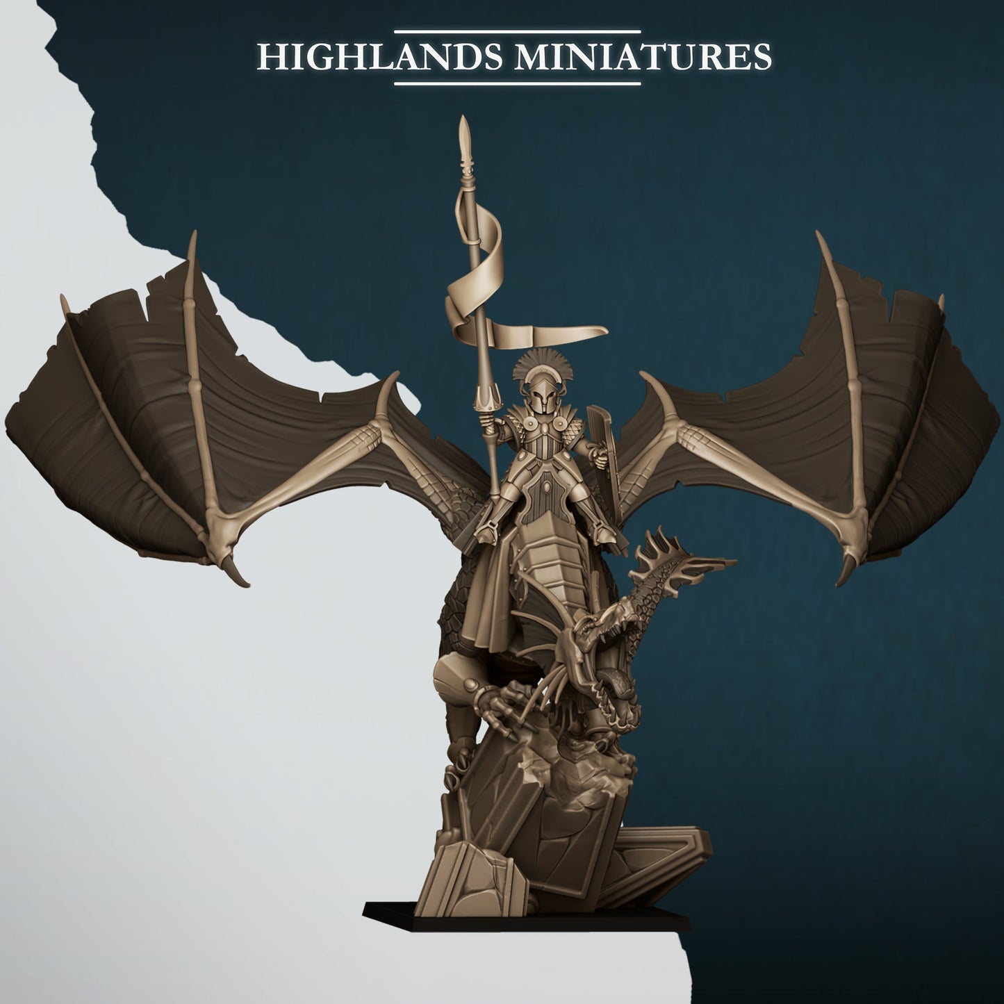Aegean Elf Prince/Mage on Dragon, Highlands Miniatures