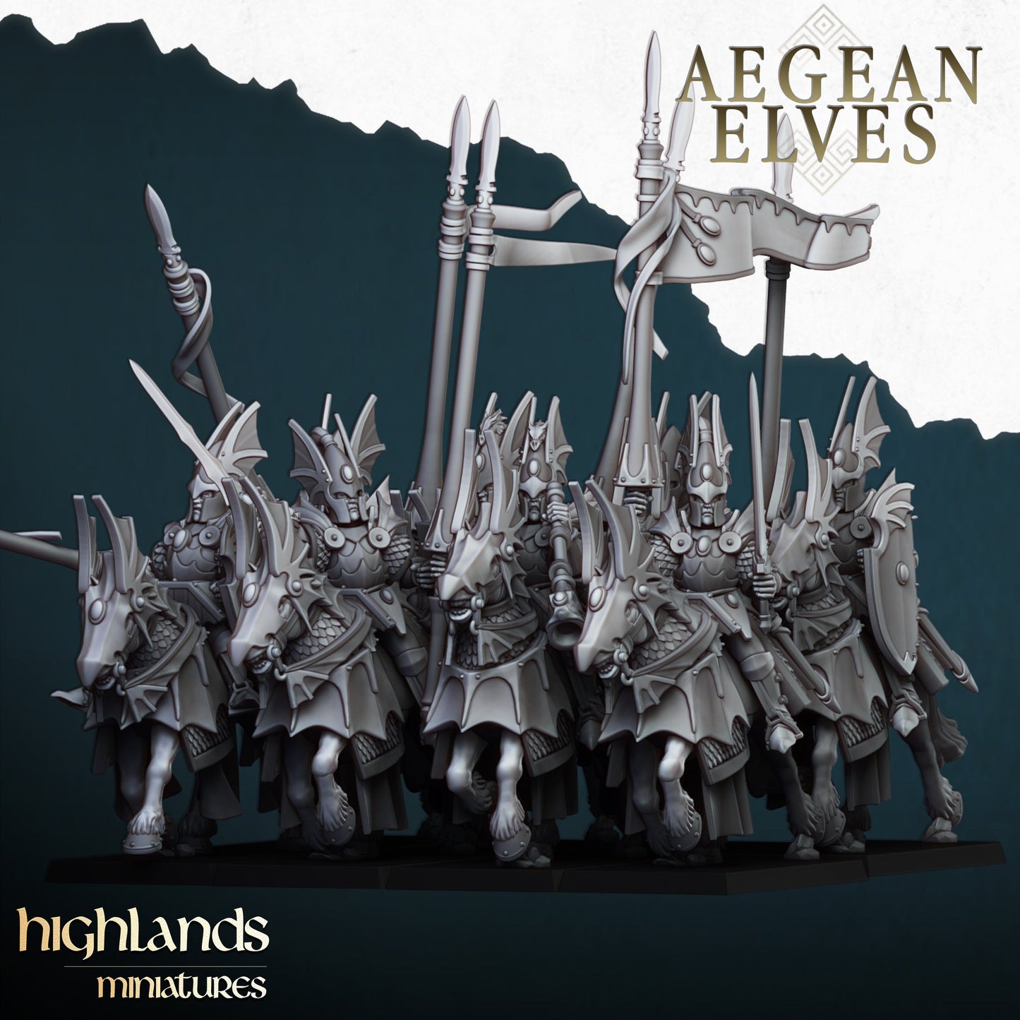 Aegean Elves Mounted Dragons, Highlands Miniatures