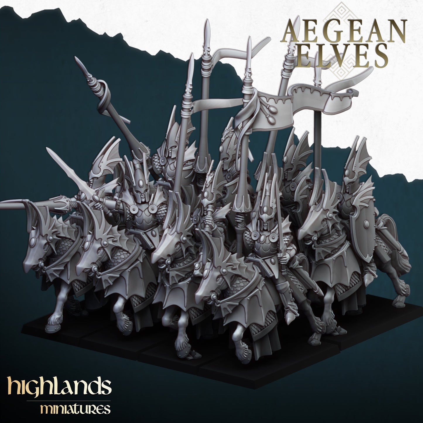 Aegean Elves Mounted Dragons, Highlands Miniatures