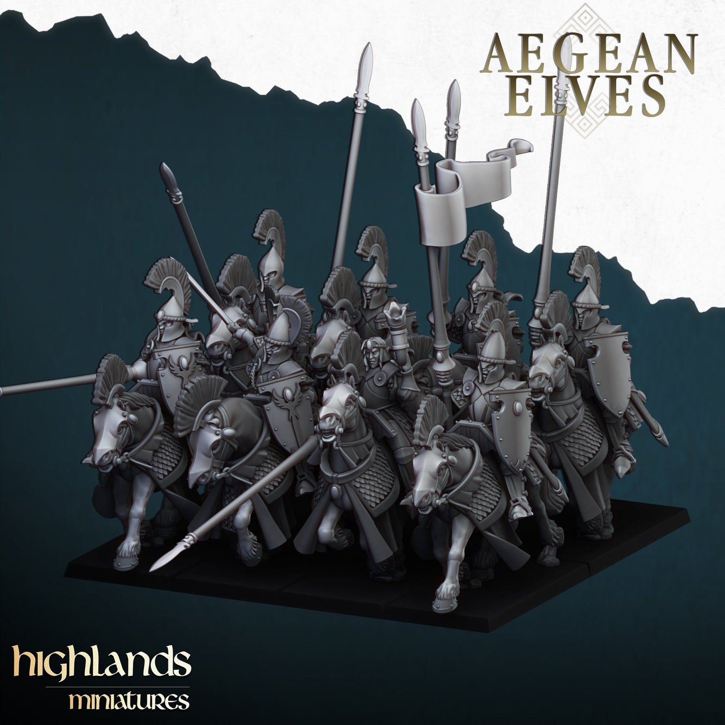 Aegean Elves Mounted lances, Highlands Miniatures