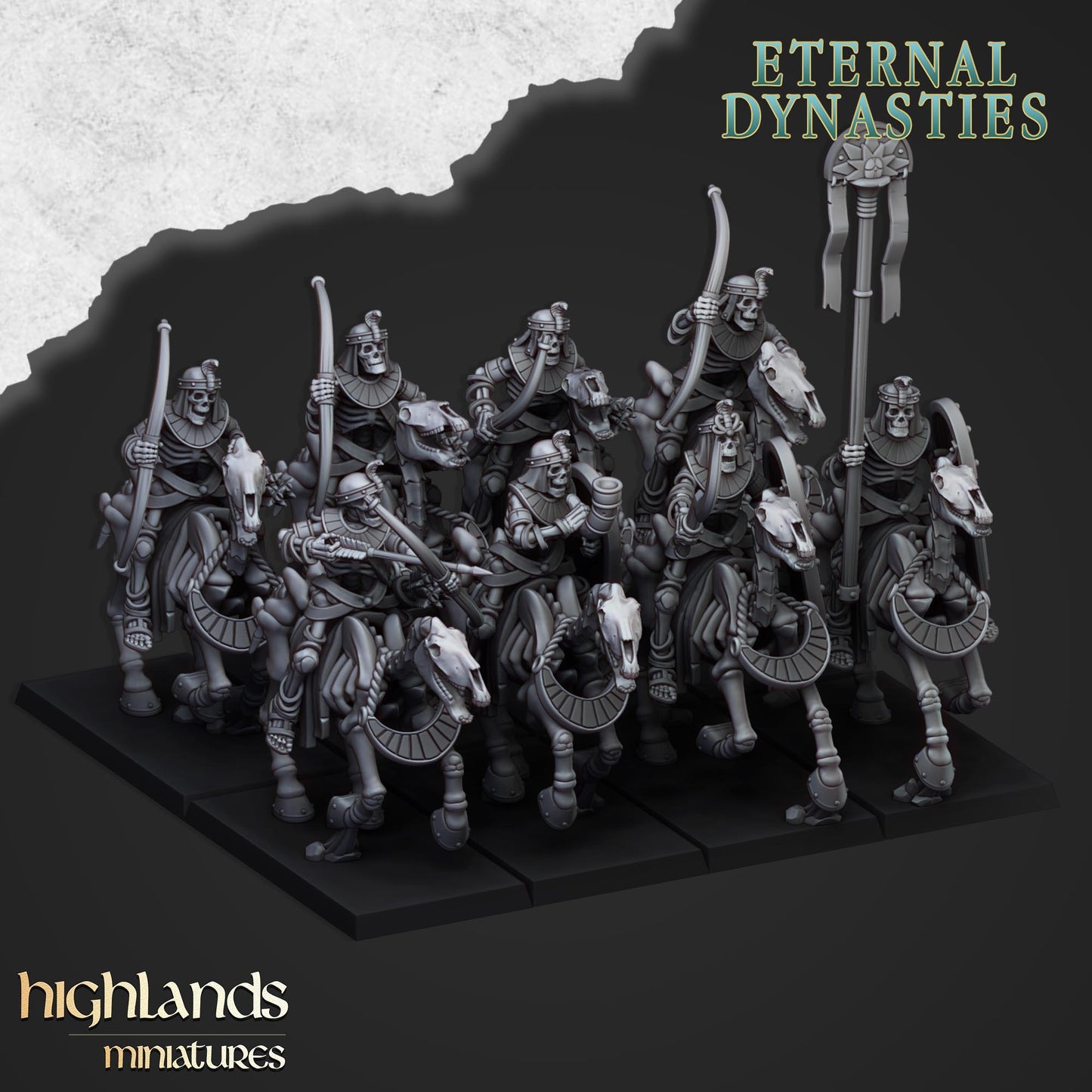 Ancient Skeletal Cavalry Bows/Spears, Highlands Miniatures