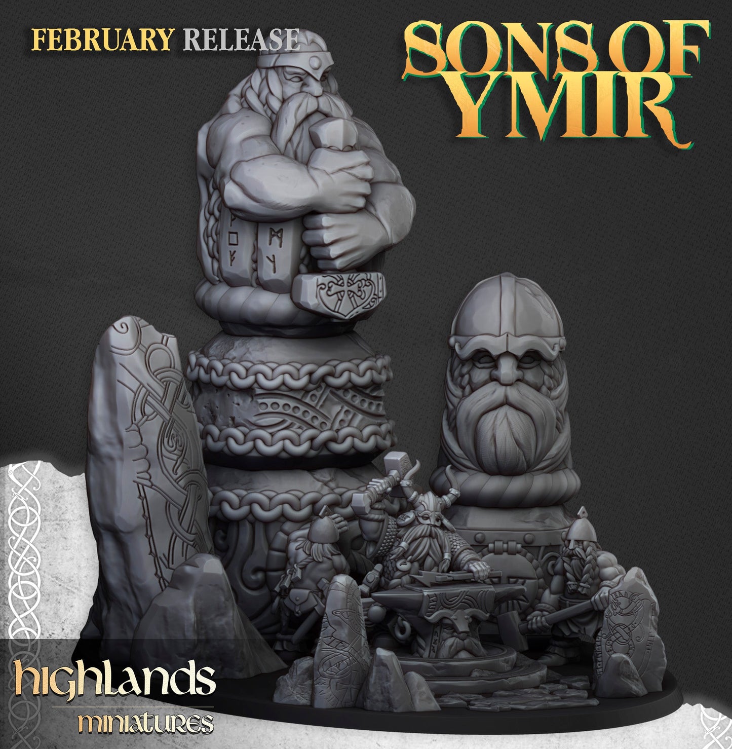 Dwarf Great Runemaster with Anvil, Highlands Miniatures