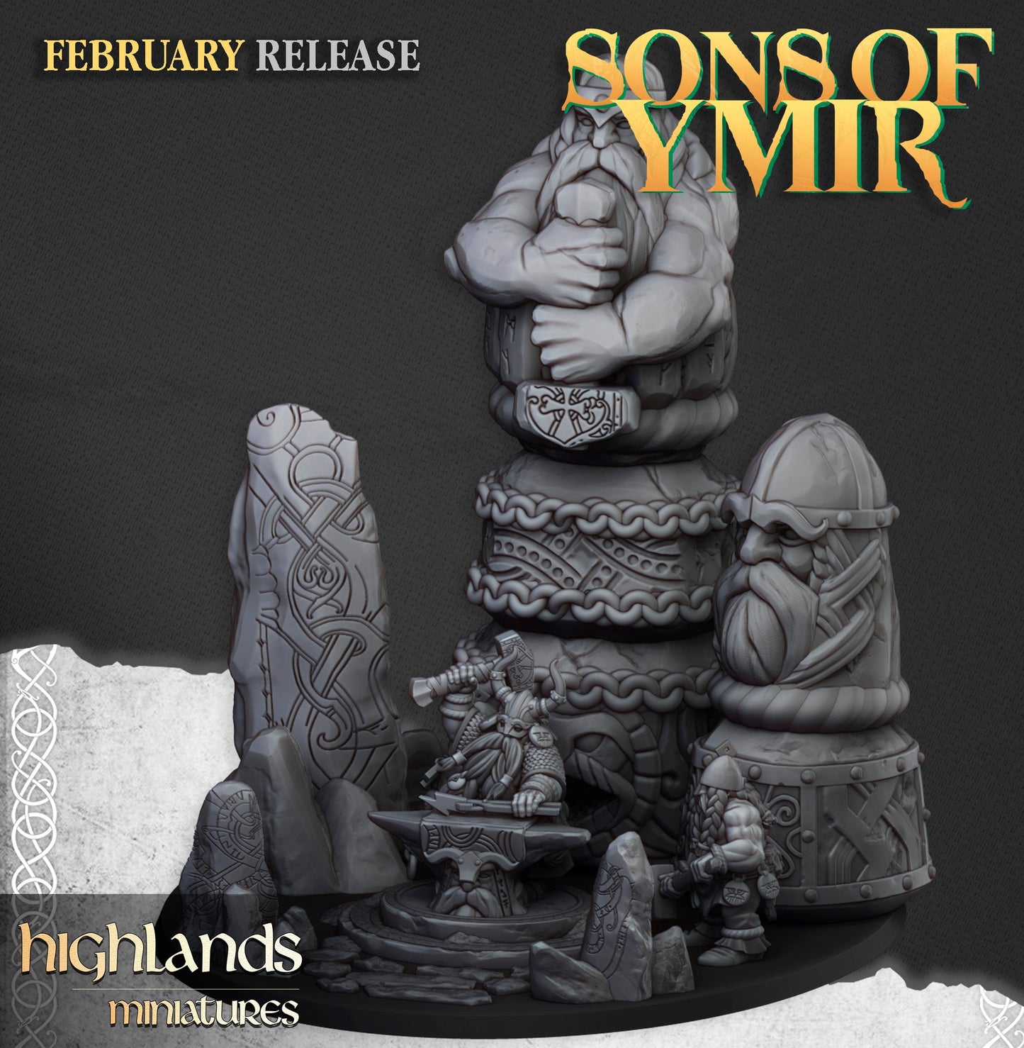 Dwarf Great Runemaster with Anvil, Highlands Miniatures