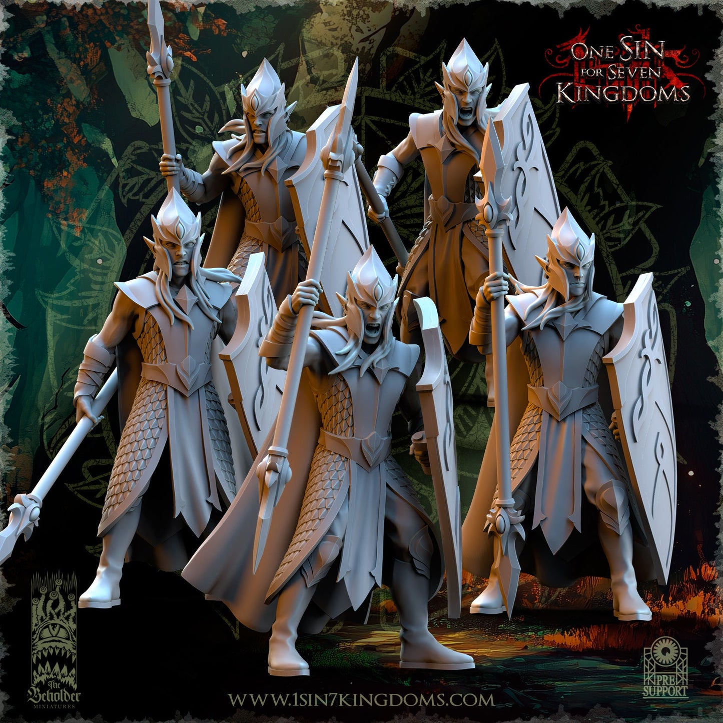 Forest Militia Spear & Shield, The Beholder Miniatures