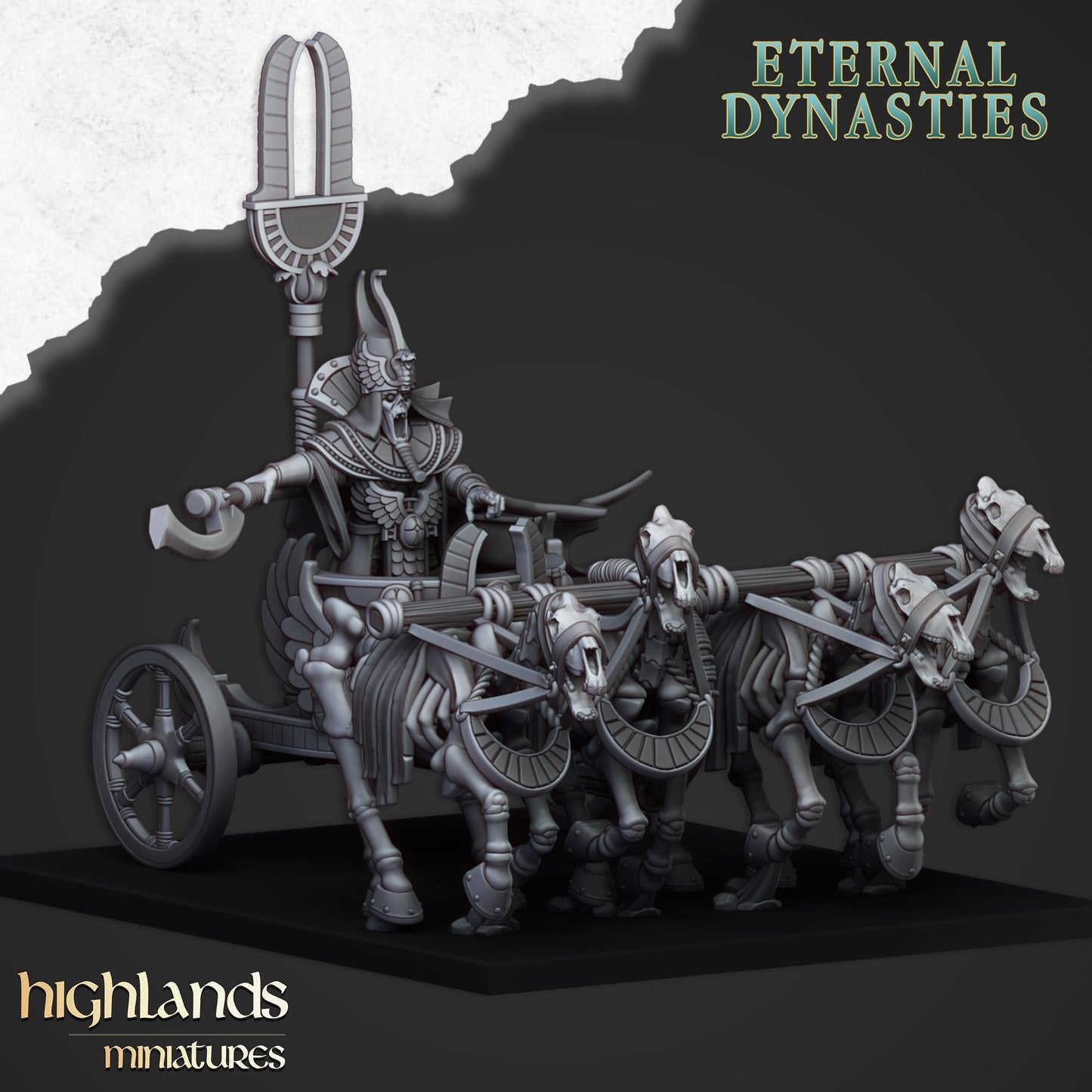 Eternal Pharaoh on chariot, Highlands Miniatures