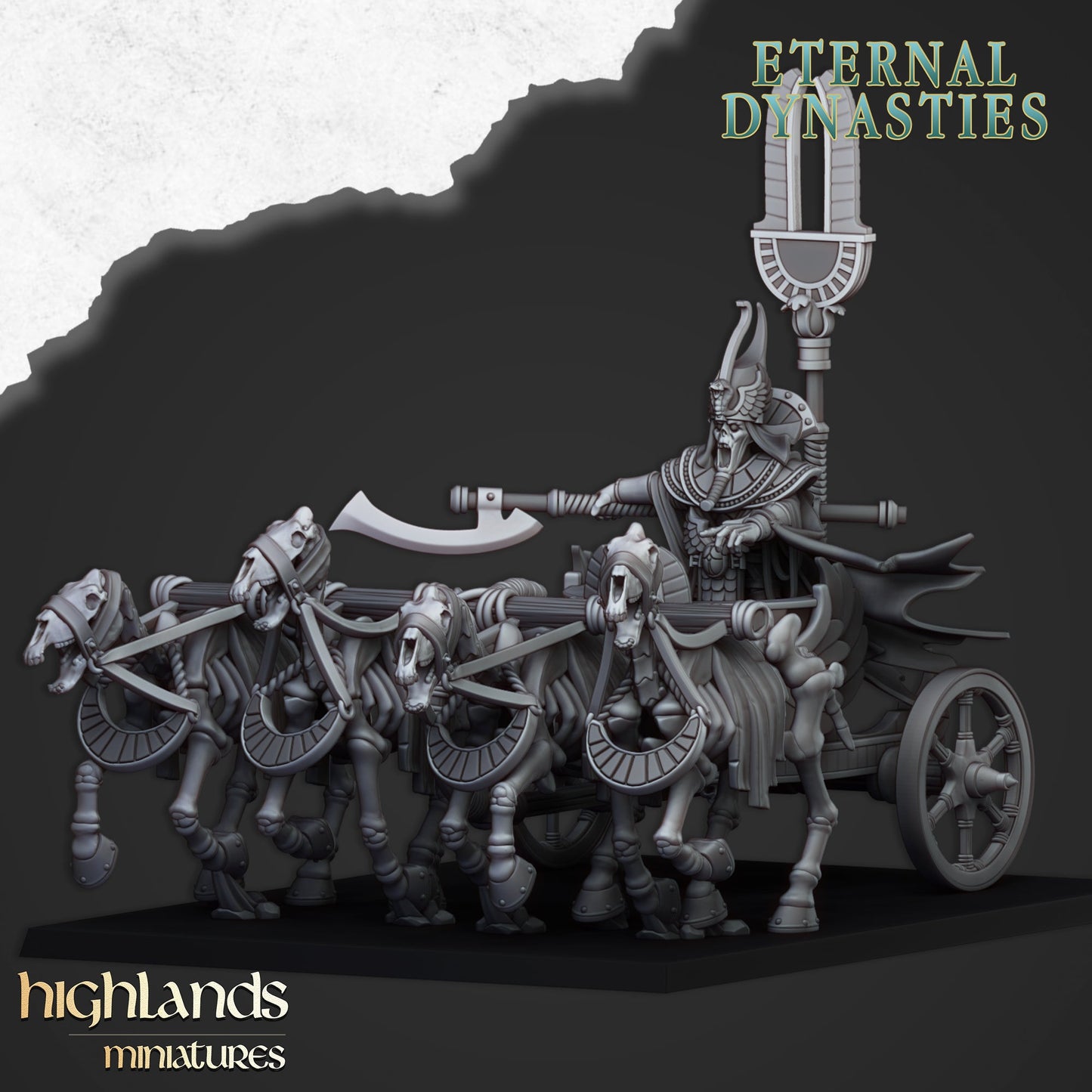 Eternal Pharaoh on chariot, Highlands Miniatures