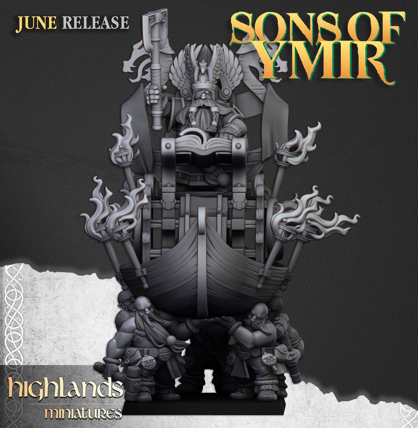 Great Dwarf King on Throne, Highlands Miniatures