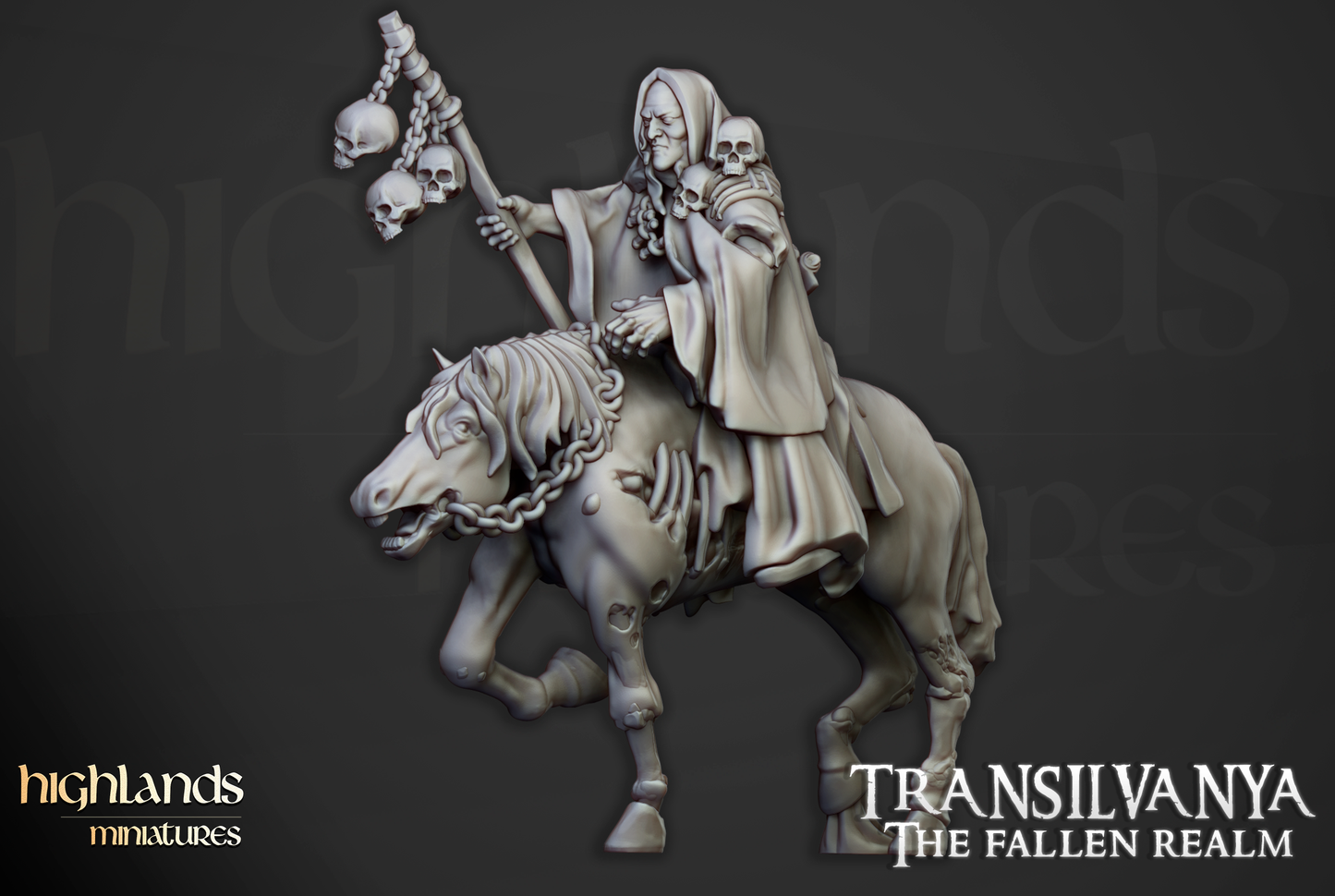 Necromancer on Horse, Highlands Miniatures