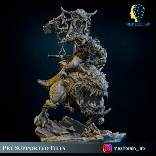 Ork Beast Hunter Warboss on colossal Mount, MeshBrain Lab