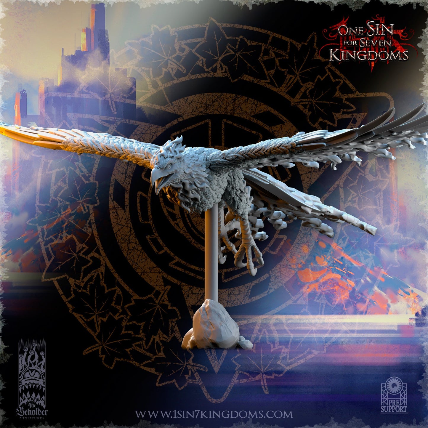 Searing Bird Lord on Phoenix, The Beholder Miniatures