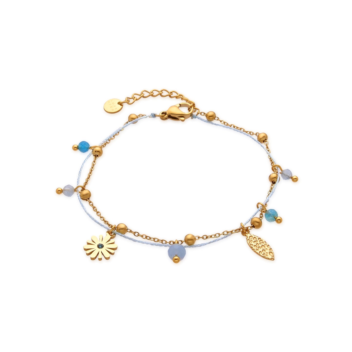 Pulsera con Cristal Azul Oscuro acabado oro 18k - Thase