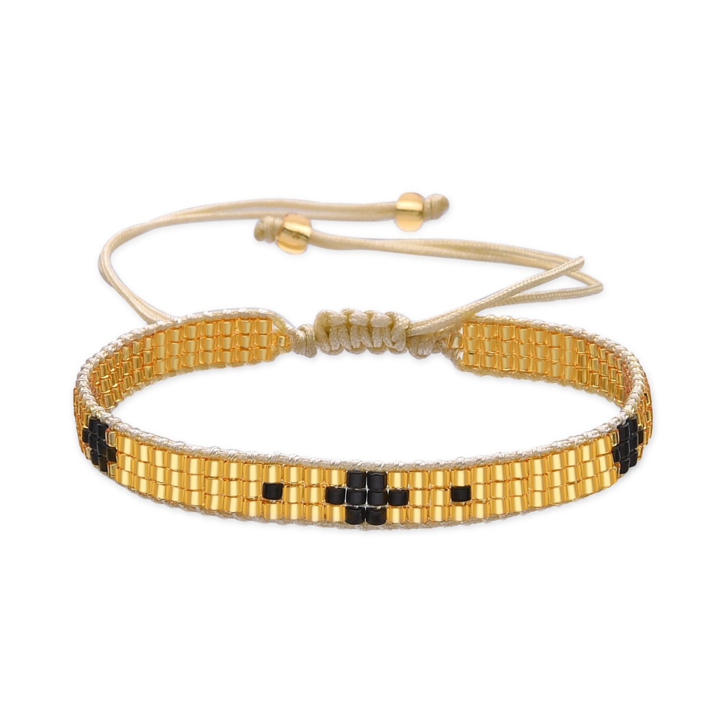 Pulsera con Cristal Negro acabado oro 18k - Sagruk