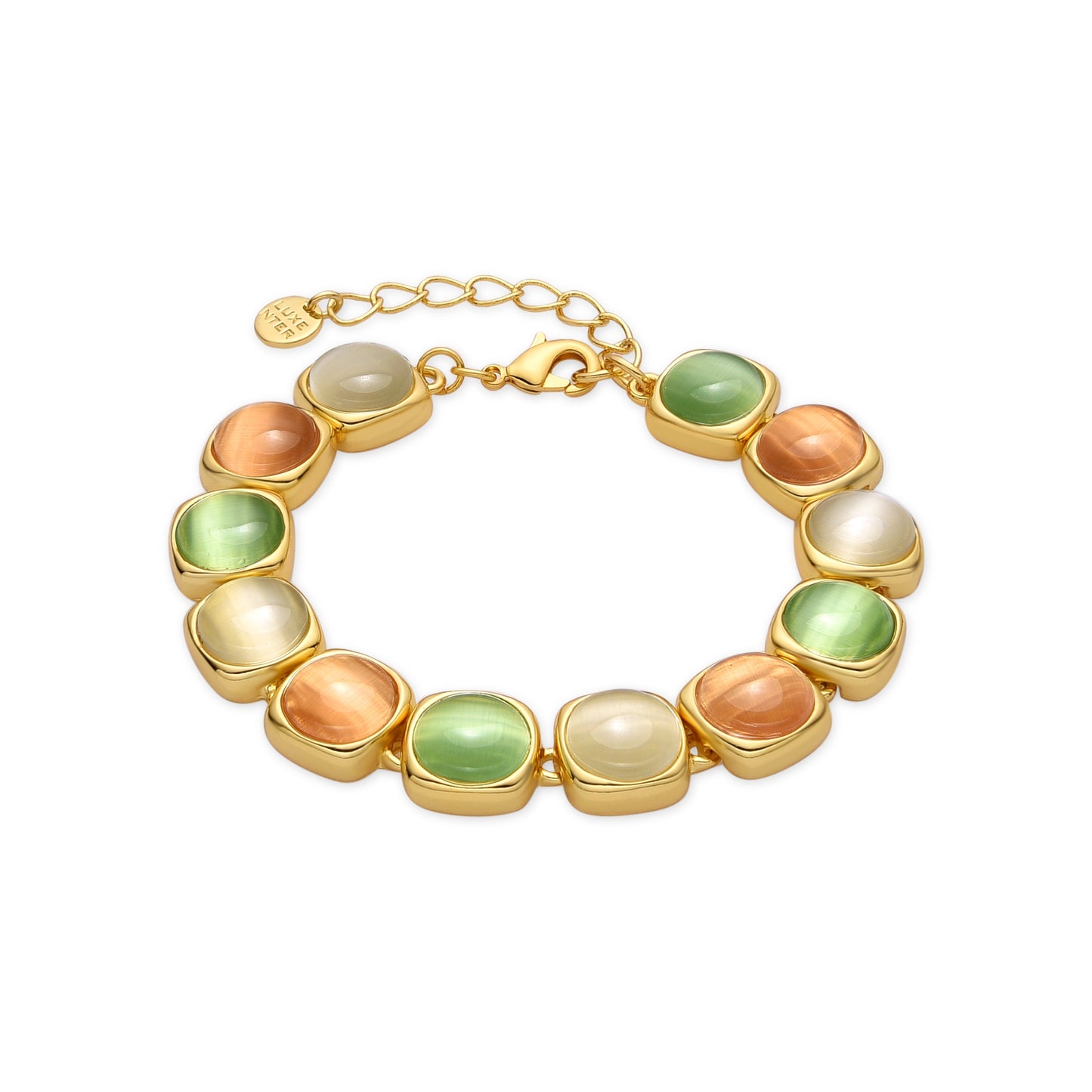 Pulsera con Ojo de Gato Multicolor acabado oro 18k - Shureo
