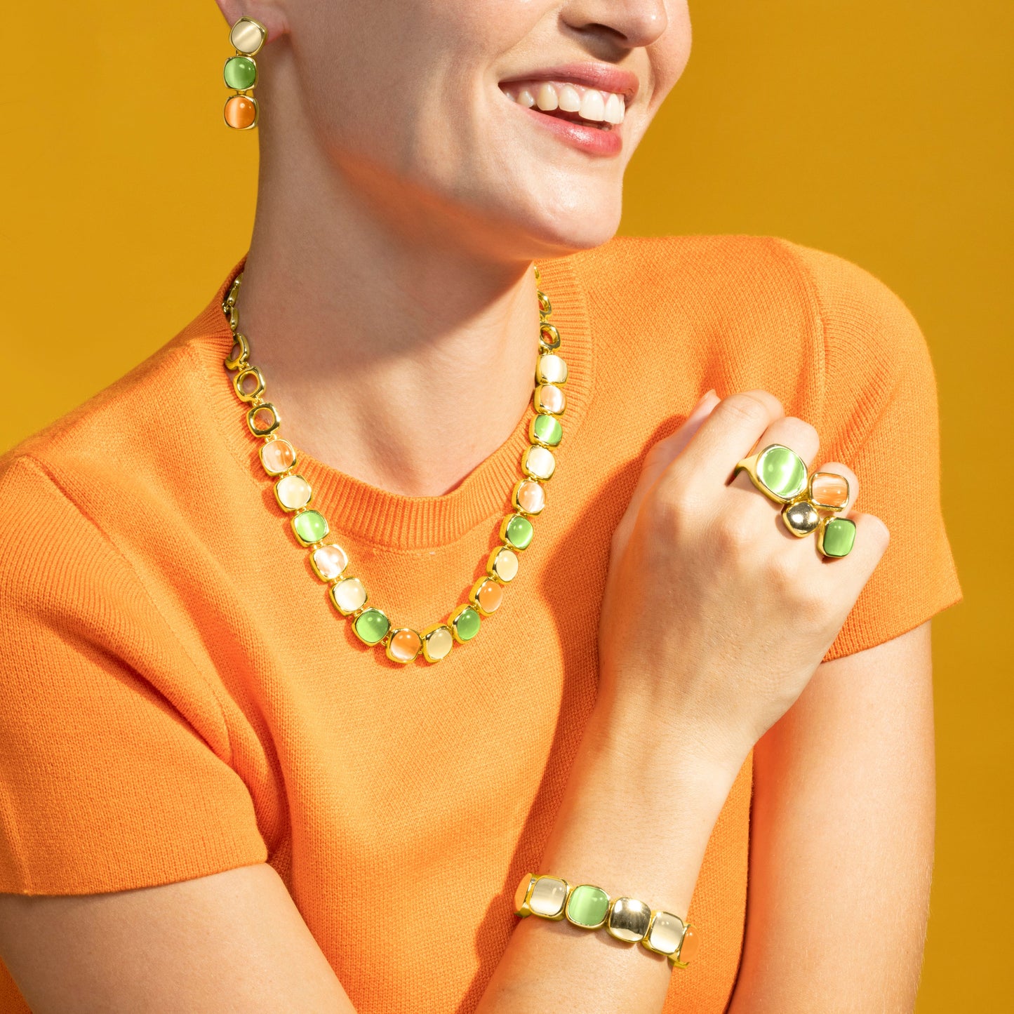 Pulsera con Ojo de Gato Multicolor acabado oro 18k - Jajim