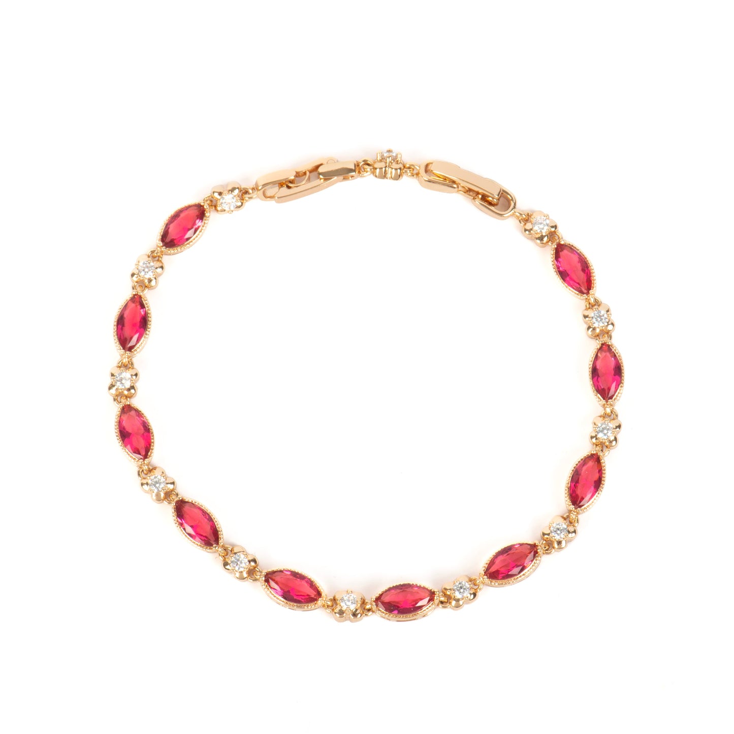 Pulsera con Circonita Rubí acabado oro 18k - Julie