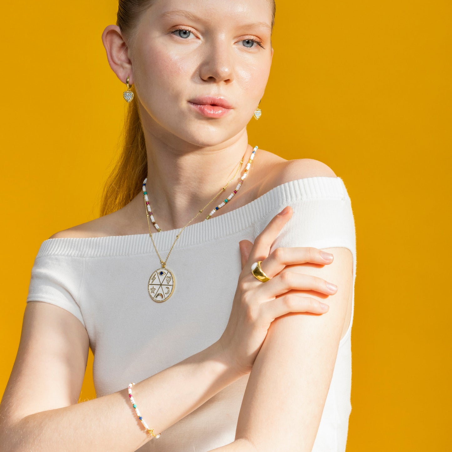 Pulsera con Madreperla Blanca acabado oro 18k - Xolau