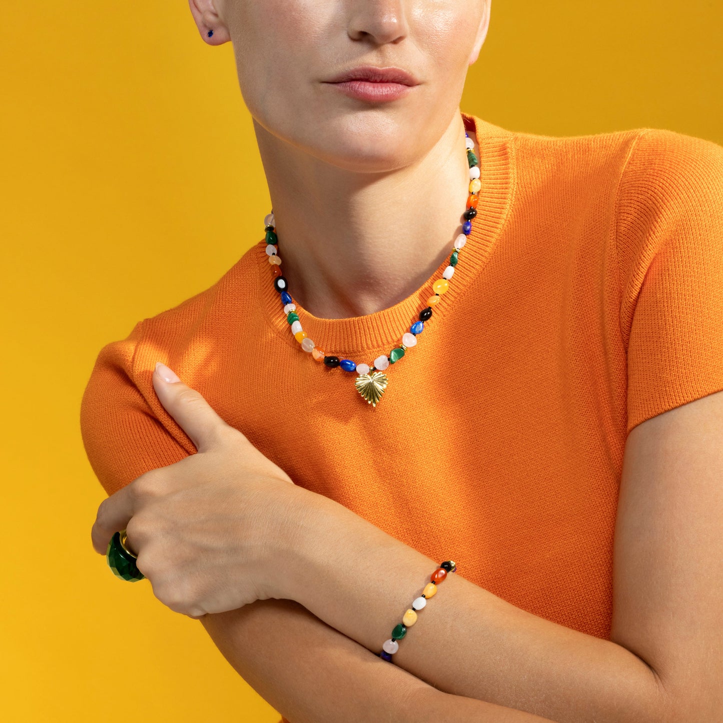 Pulsera con Multicolor Piedra Natural acabado oro 18k - Ilisen