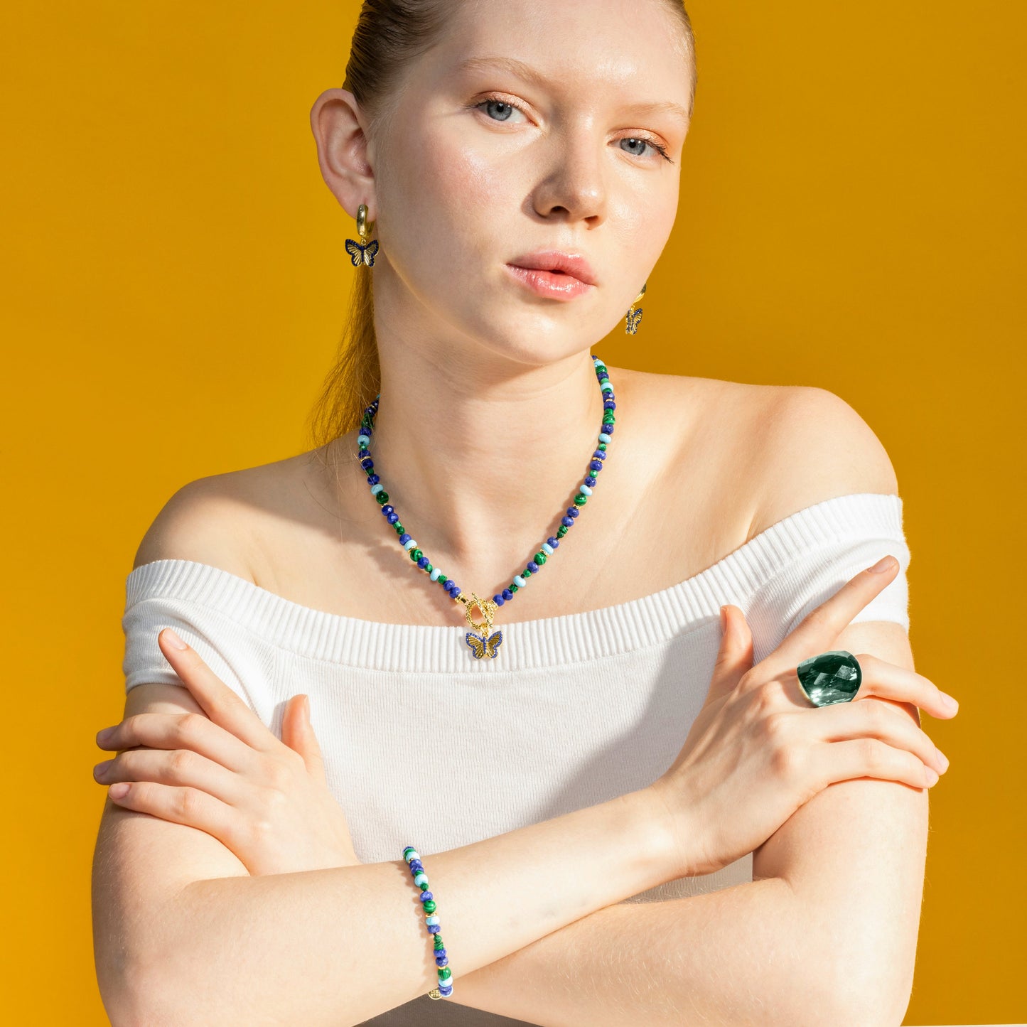 Pulsera con Lapislazuli Natural acabado oro 18k - Arru