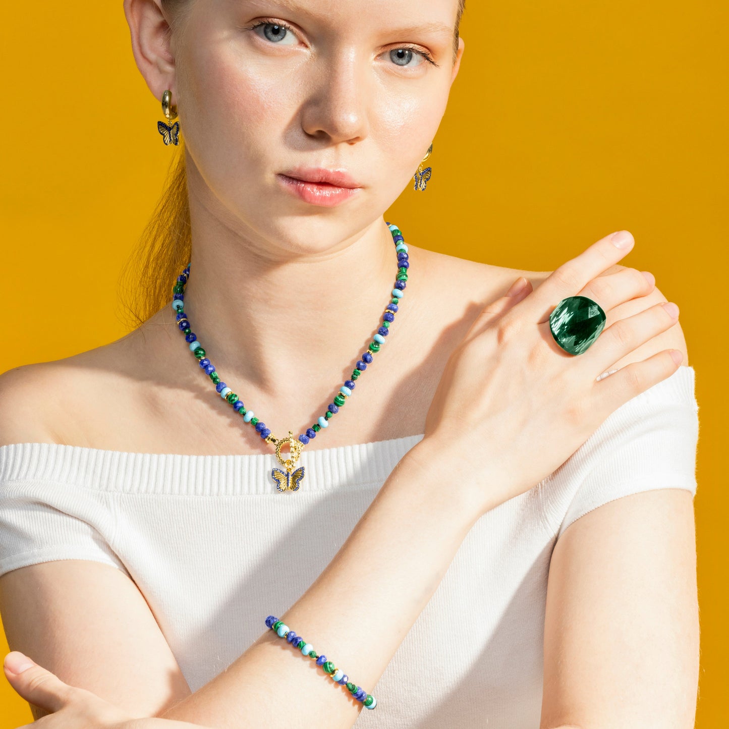 Pulsera con Lapislazuli Natural acabado oro 18k - Arru