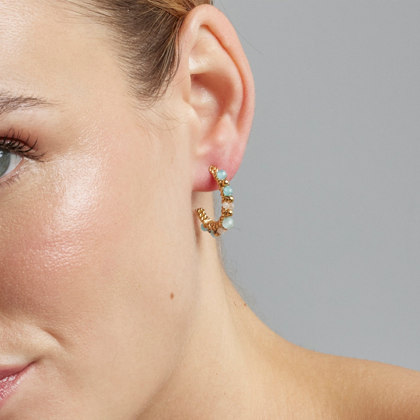 Pendientes con Cristal Multicolor acabado oro 18k - Mawan